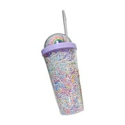 MELDVDIB Frozen Magic Slushy Smoothie Cup with Straw 550ml Purple 2-Tier Insulated Plastic
